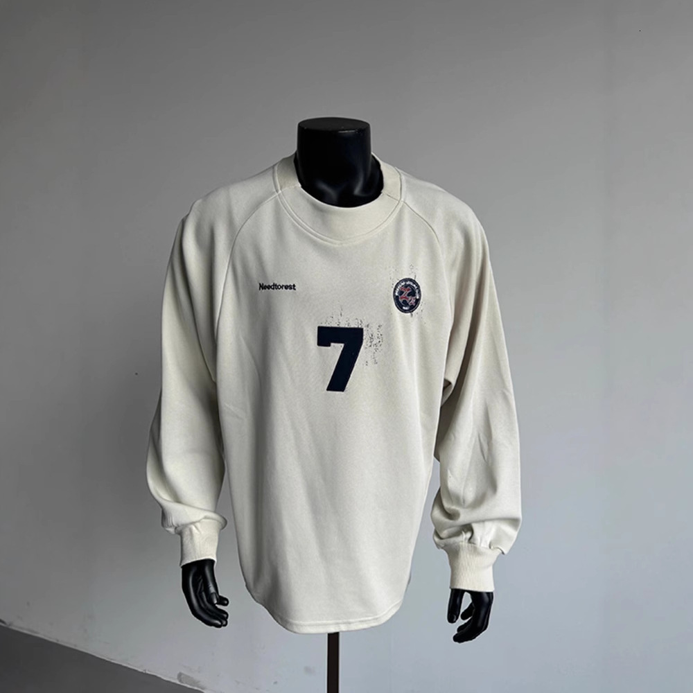 American Retro Designer Designer Shirt Hoodie Vintage Style Long Sleeve T-shirt Men's Vintage Raglan Sleeve Sweatshirt Jacket Trendy High-end Feel