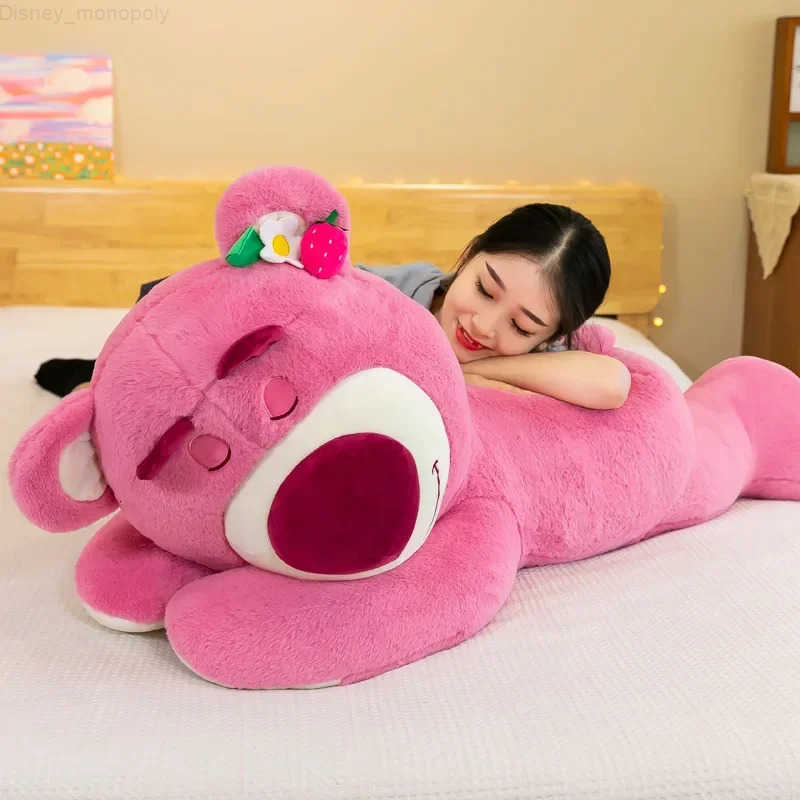 Disney Hot Anime Toy Story LotsoHuggin Bear Plush Toy Kawaii Lying Sleeping Lotso Bear Plush Soft Stuffed Pillow Birthday Gift H251009