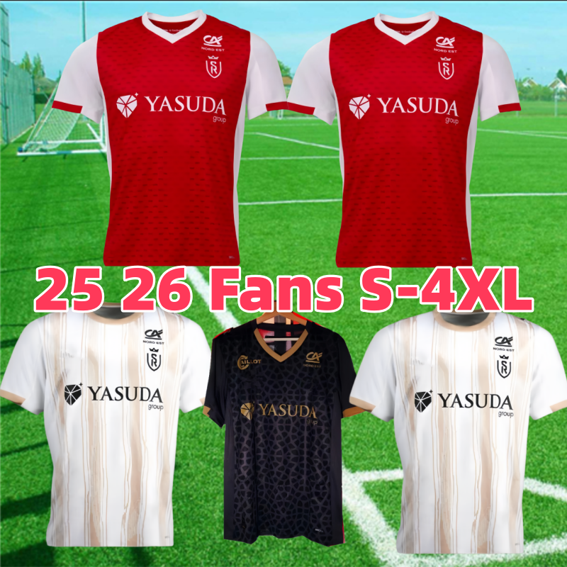 25 26 Stade de Reims Mens Soccer Jerseys AGBADOU ITO DARAMY SALAMA NAKAMURA O.DIAKITE DIAKHON DE SMET OKUMU Home