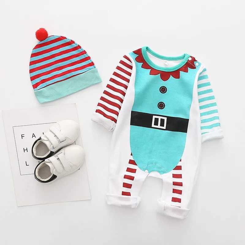 Prowow 018M Baby Boy Girl Christmas Romper With Santa Hat Cartoon Deer Jumpsuit New Year Costume For Newborn Christmas Clothes C251009