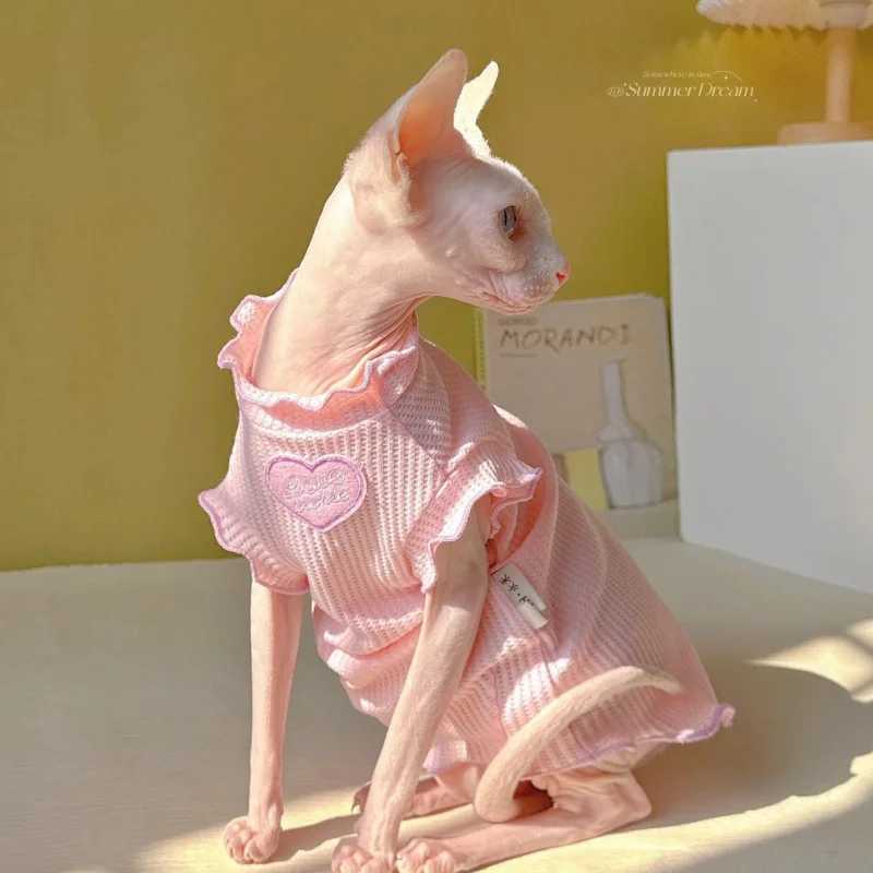Milk Desire Powder Pet Cat Clothes Autumn and Winter Sphinx Hairless Cat German Anti Hair Flying Sleeve Vest C251009