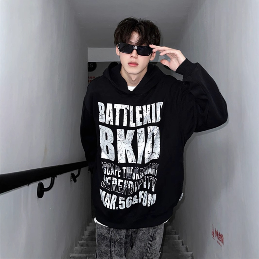 Black American Hip Hop Hoodie For Men Designer Shirt Designer Hoodie Spring And Autumn Heavyweight Stiff Top American Retro Couple Jacket