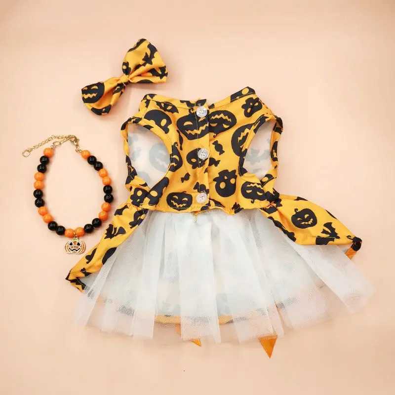 Halloween Pet Dog Dress For Small Medium Dogs Cosplay Costume Pet Dresses Fashion Bow Cat Princess Skirt Chiahuahua Dog Clothes C251009