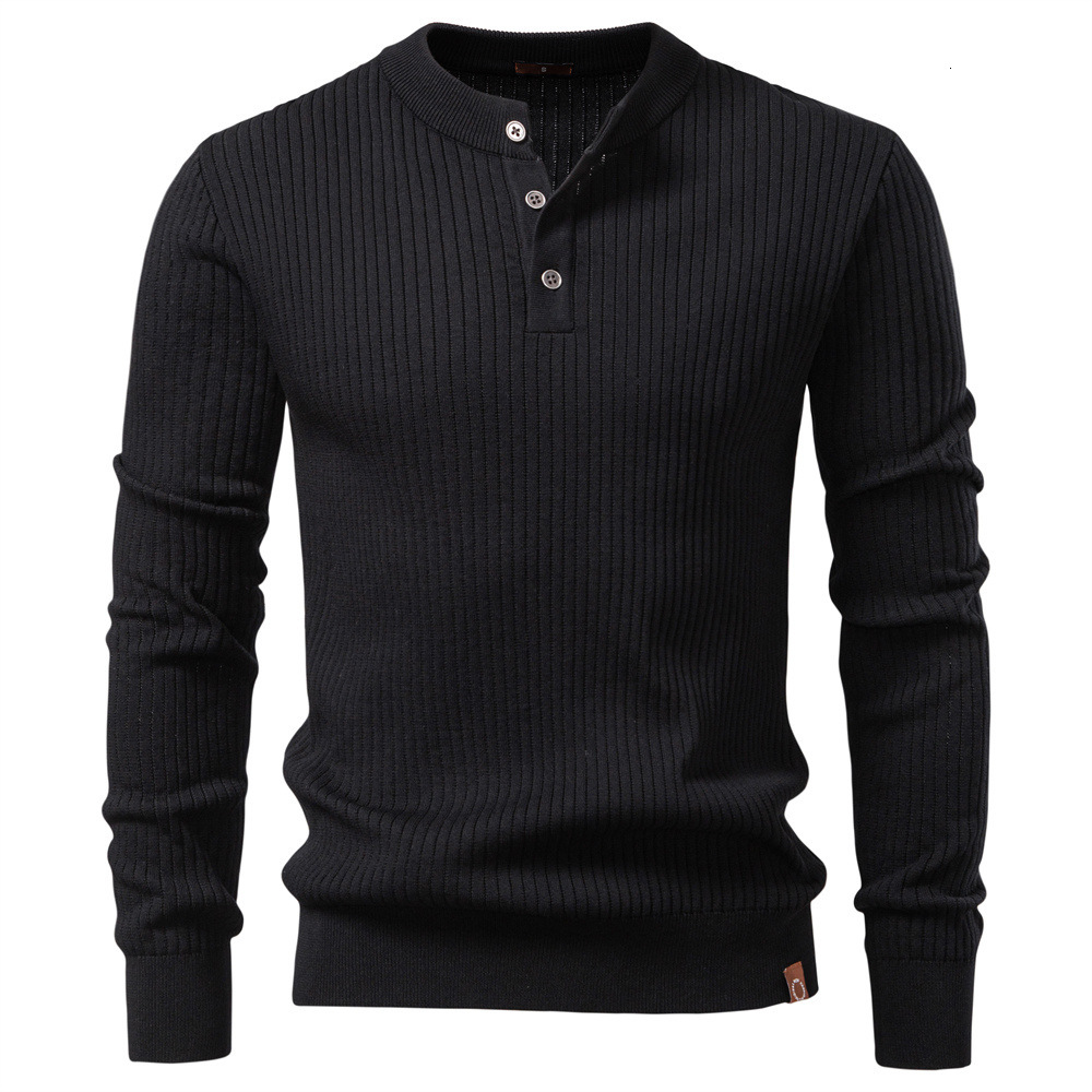 2025 Designer Shirt Autumn New Men's Casual Woolen T-shirt Fashion Solid Color Designer Hoodie Henley Collar Base Shirt Men's Sweater