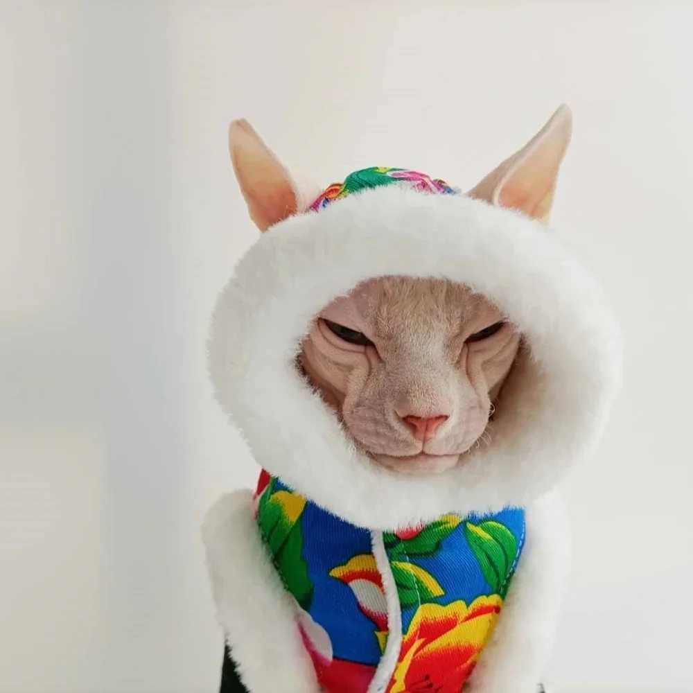 New Year Suit for Cat Traditional Chinese Costumes Warm Cheongsam Cotton Jacket for Sphynx Cat Thick Winter Vest for Kittens C251009