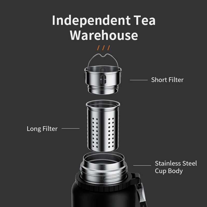 Stanless Steel Thermos Bottle with Tea FilterTemperature Display Bounce Cover Insulated Bottles Outdoor Portable Vacuum Flasks C251008