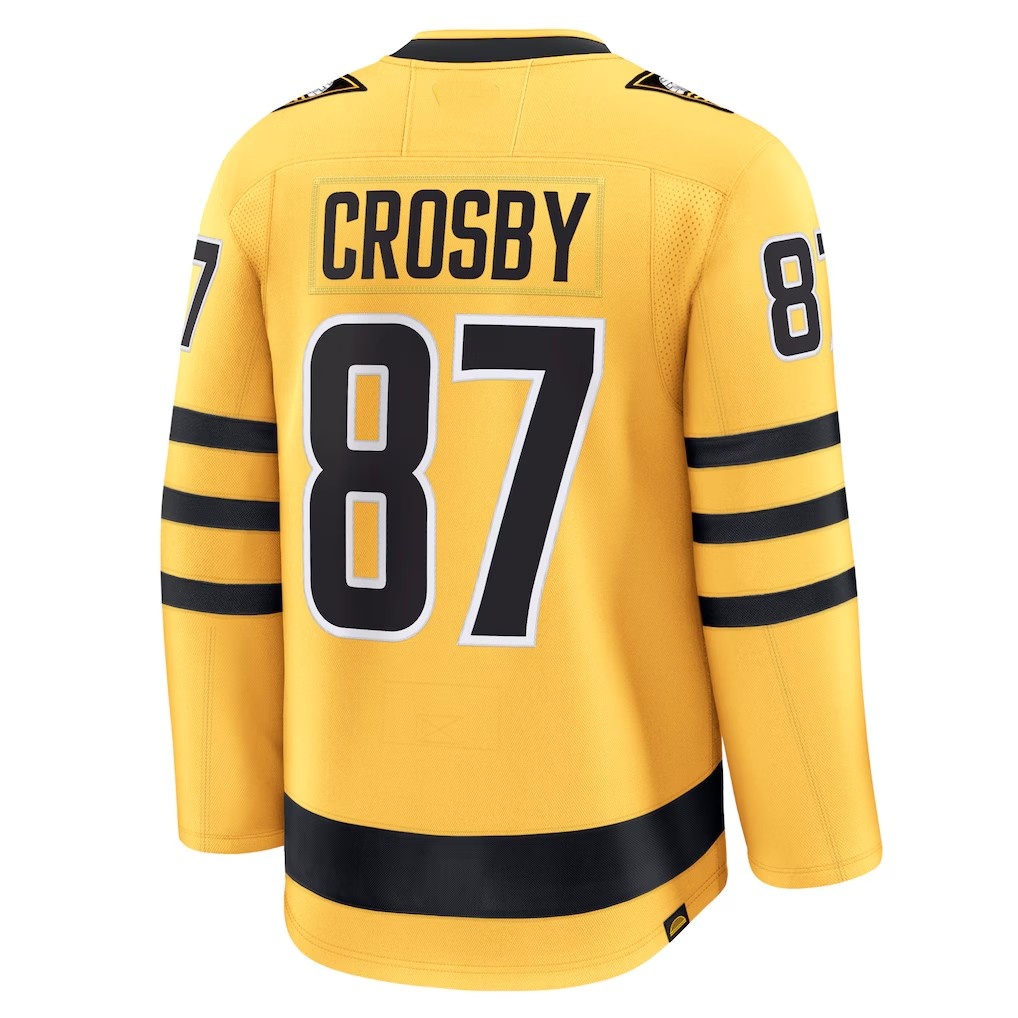Hockey Jerseys Sidney Crosby 87 Kris Letang 58 Malkin 71 New 2025 Gold Jersey Men Size S-XXXL Stitched
