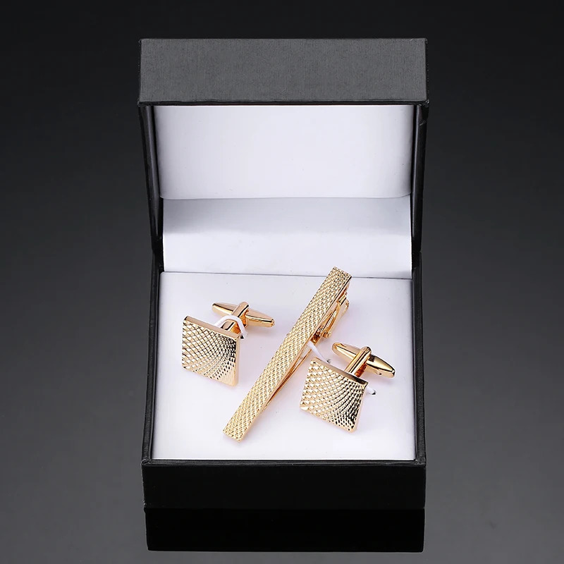 Copper material square batch flower tie clip cufflink box set mens French shirt cufflink business tie clip jewelry gift wholesa 251010