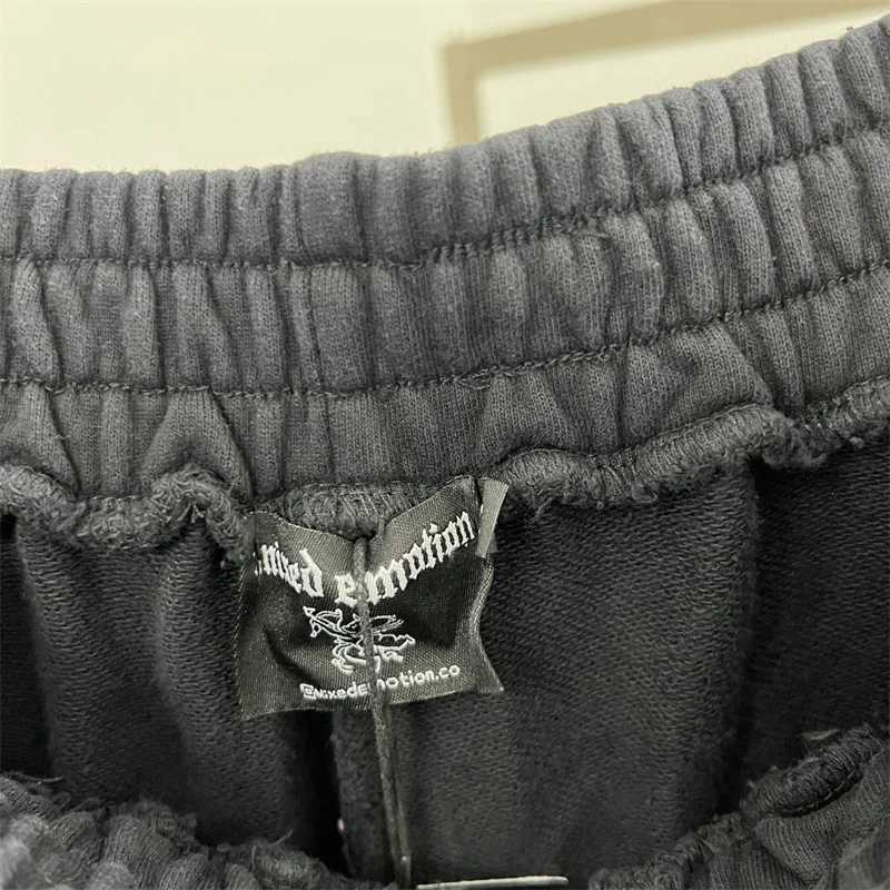 MIXED EMOTION Angel Print Pants Men Women Pure Cotton Washed Blue Oversized Drawstring Sweat Pants X251010