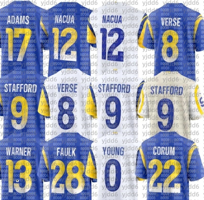 Kurt Warner Eric Dickerson Davante Adams Matthew Stafford Kyren Williams Cooper Kupp Johnson Demarcus Robinson Puka Nacua Colby Parkinson Blake Football Jersey
