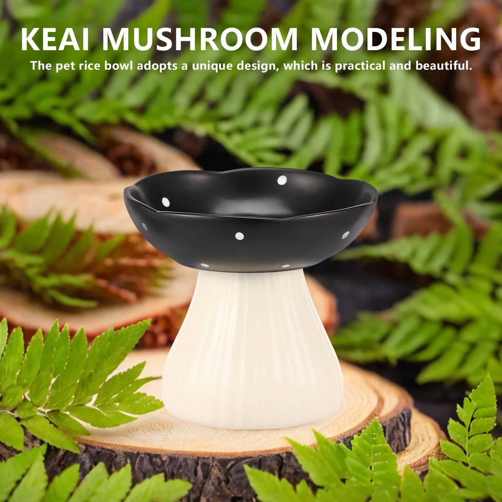Resin Raised Cat Bowl Dog elevated feeder Pet feeding drinking Dish with NonSlip Base 300ml Cute Mushroom Design Puppy Dog bowl C251009