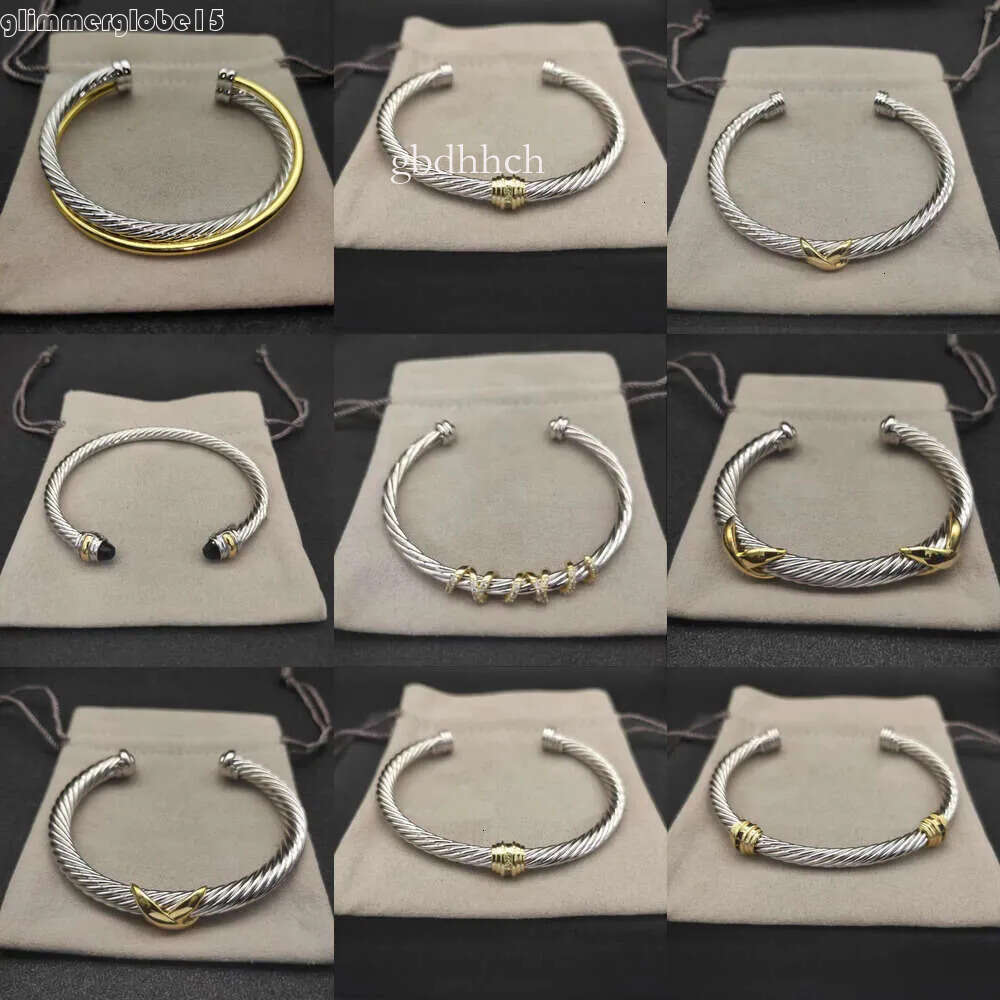 Davidlys Yurmanly Bracelet Designer Bracelet Vintage Cable Bracelet Sier Gold Bangle Jewelry Pearl Women Men Cuff Bangle 20 Options 5/7Mm Size High Quality Top C10