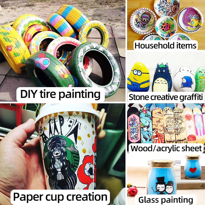 Refillable Soft Tip Acrylic 24 Colors Graffiti Non-Bleed Water-Based Pet Nail Art Marker Pen ddmysat