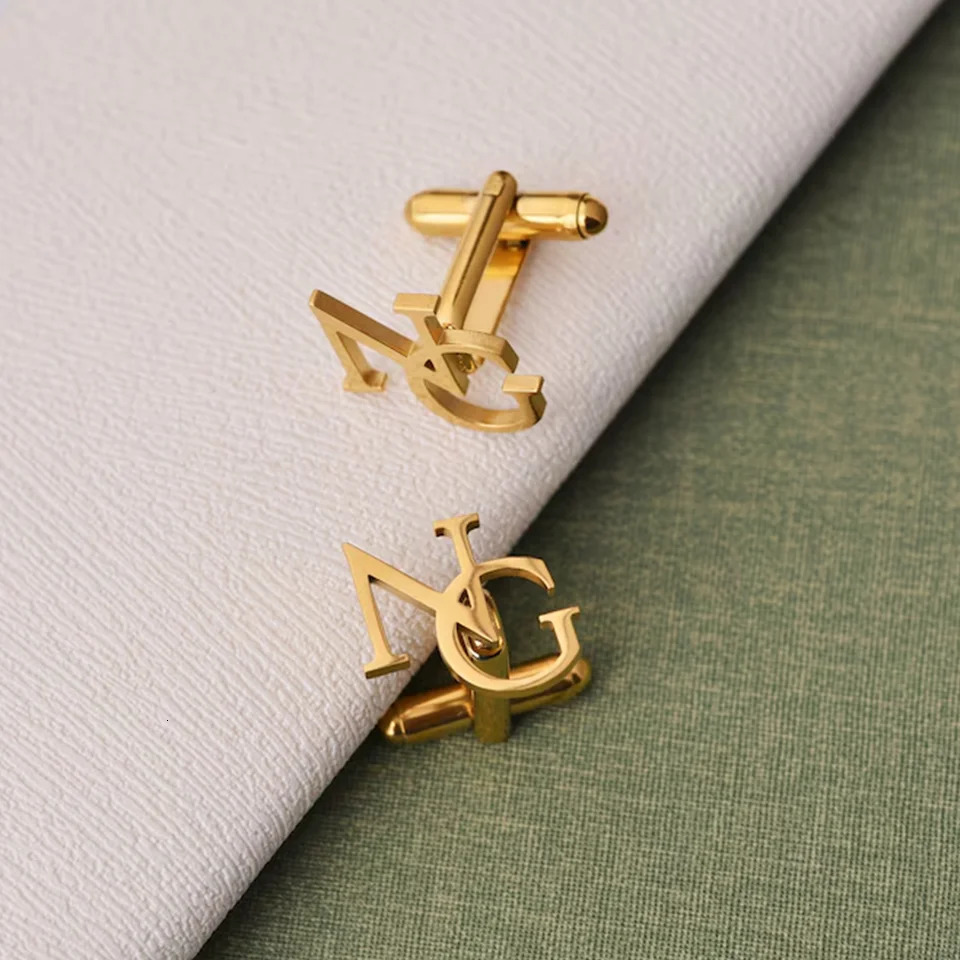 Custom Cufflinks for Mens Personalized Letter Stainless Steel Suit Shirt Button Wedding Groomsmen Fathers Day Gifts251008