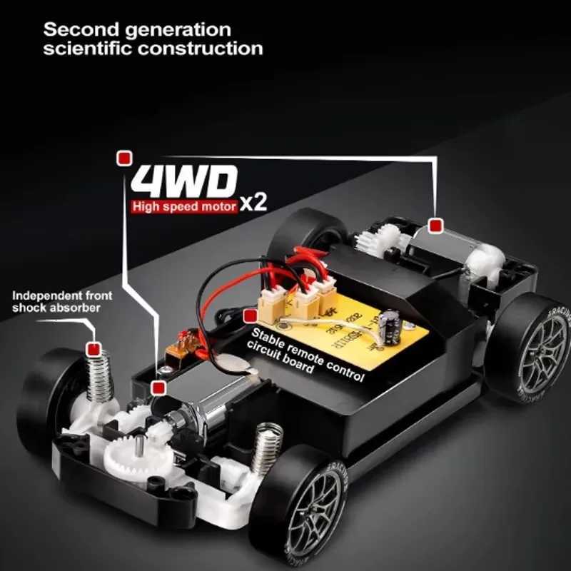 S814 24 SemiProportional RC Drift Car High Speed 20KMH LED Lights Drift Tires Road Barrier Toy for Kids And AdultsT251010