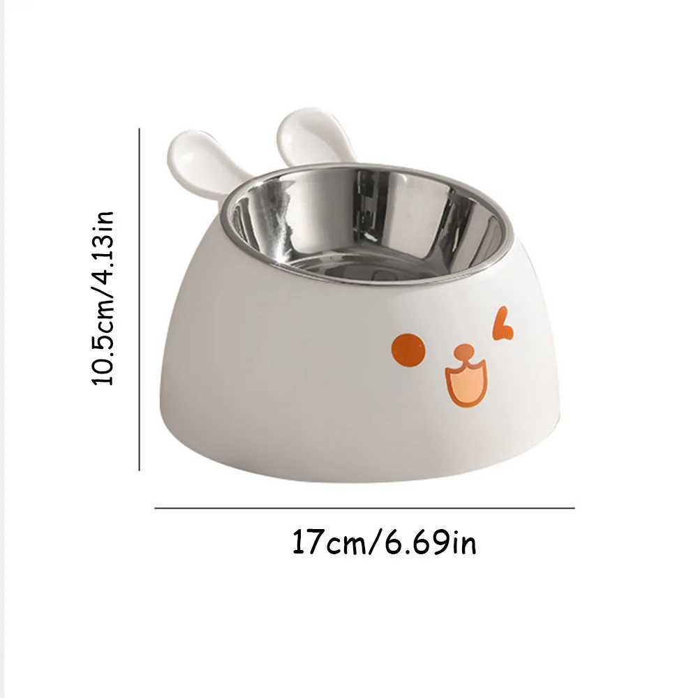 Cute Rabbit Ear Elevated Cat Bowl Stainless Steel Dog Cat FoodWater Bowl AntiSlip Pet Feeding Dish C251009