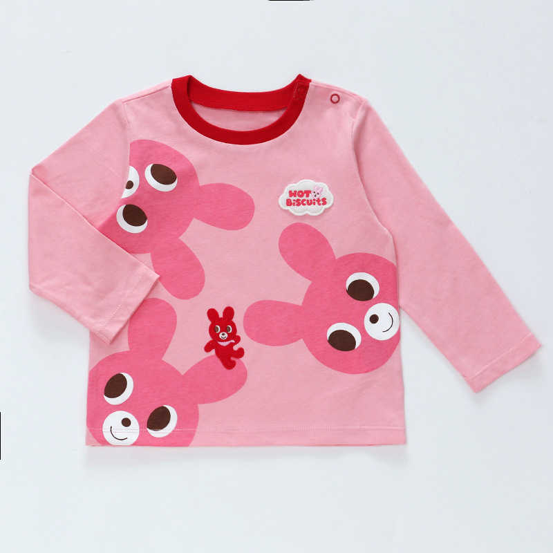 Autumn new style children's clothing: Long-sleeved T-shirt with embroidered and printed cartoon bear and rabbit patterns for boys and girls as th