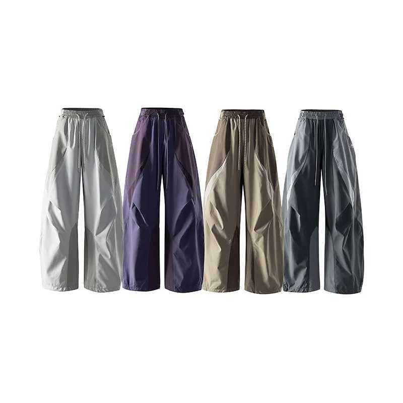 Men Outdoor Lightweight Quick Dry Ultra Loose Casual Splice Wide Leg Techwear Track Cargo Pants Women Strtwear Baggy Trousers X251010