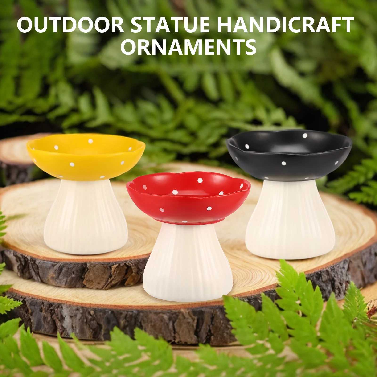 Resin Raised Cat Bowl Dog elevated feeder Pet feeding drinking Dish with NonSlip Base 300ml Cute Mushroom Design Puppy Dog bowl C251009