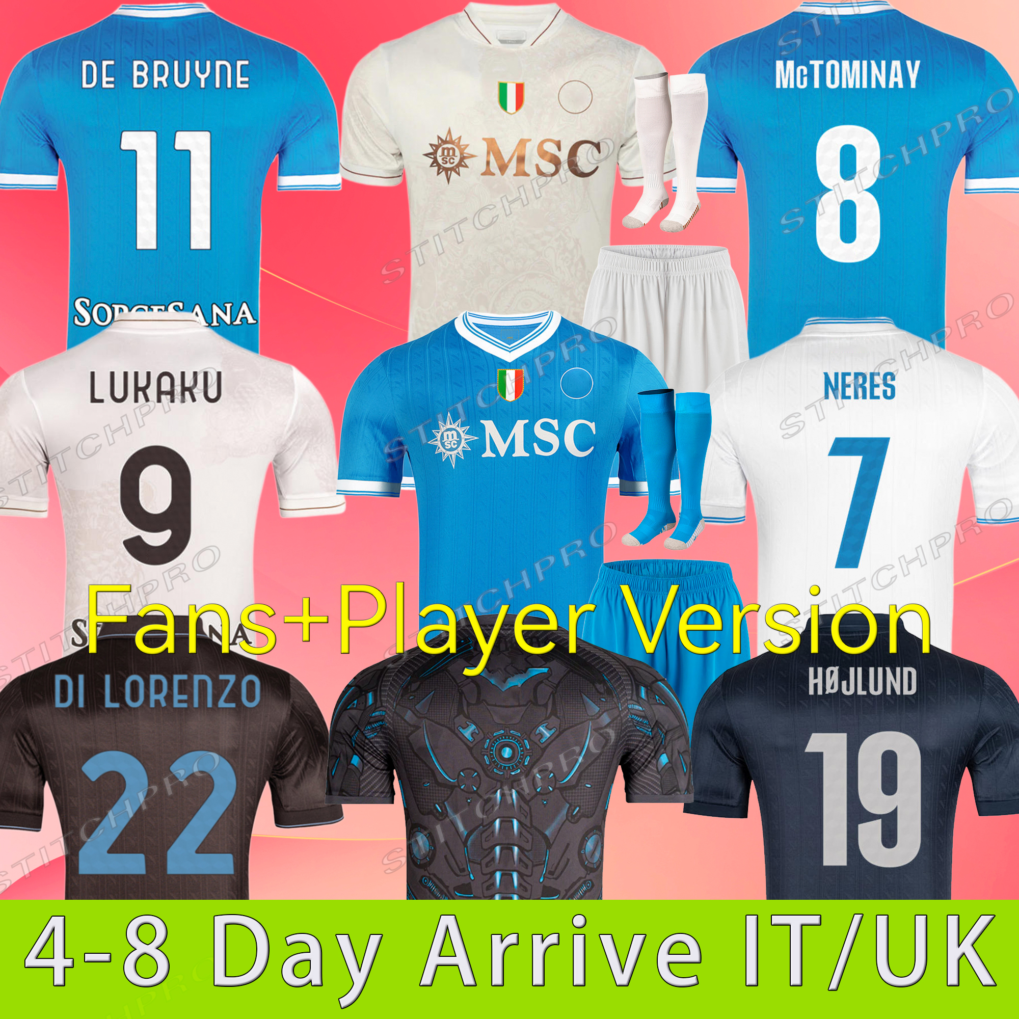 2025 2026 LUKAKU NaPoLi Soccer Jerseys KVARATSKHELIA DI LORENZ0 Maglietta da calciatore 25 26 SSC Naples Player Vest Training Football shirts Kids Kits sets