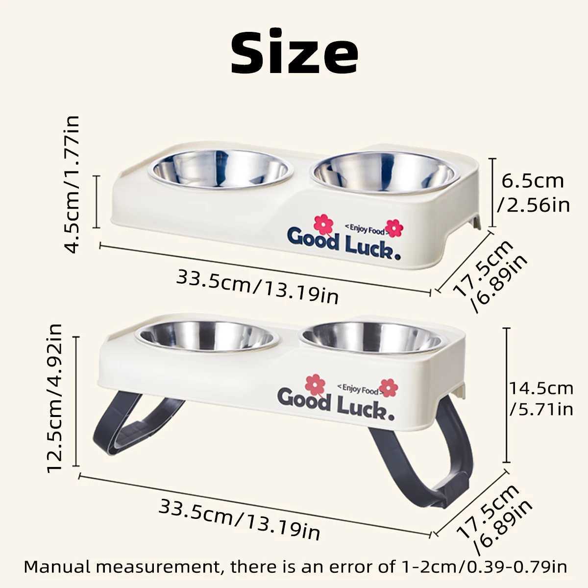 One piece of dopamine foldable stainless steel double bowl antitip and antiblack mouth stainless steel pet bowl dog bowl cat b C251009