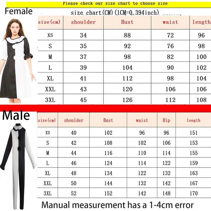 Terrifierr Cosplay Costume 1 Set Female Or Male Horror Carnival Party SkinTight Killer Clowns Jumpsuit for Halloween Costume251010