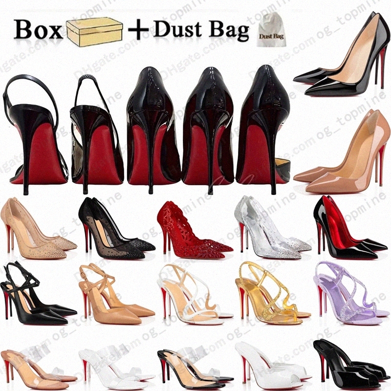 With Box Designer High Heel Womens Shoes Red Soled Wedge Luxury Pump Peep-toes Sexy Pointed Toe Platform 8cm 10cm 12cm Sandal Heels