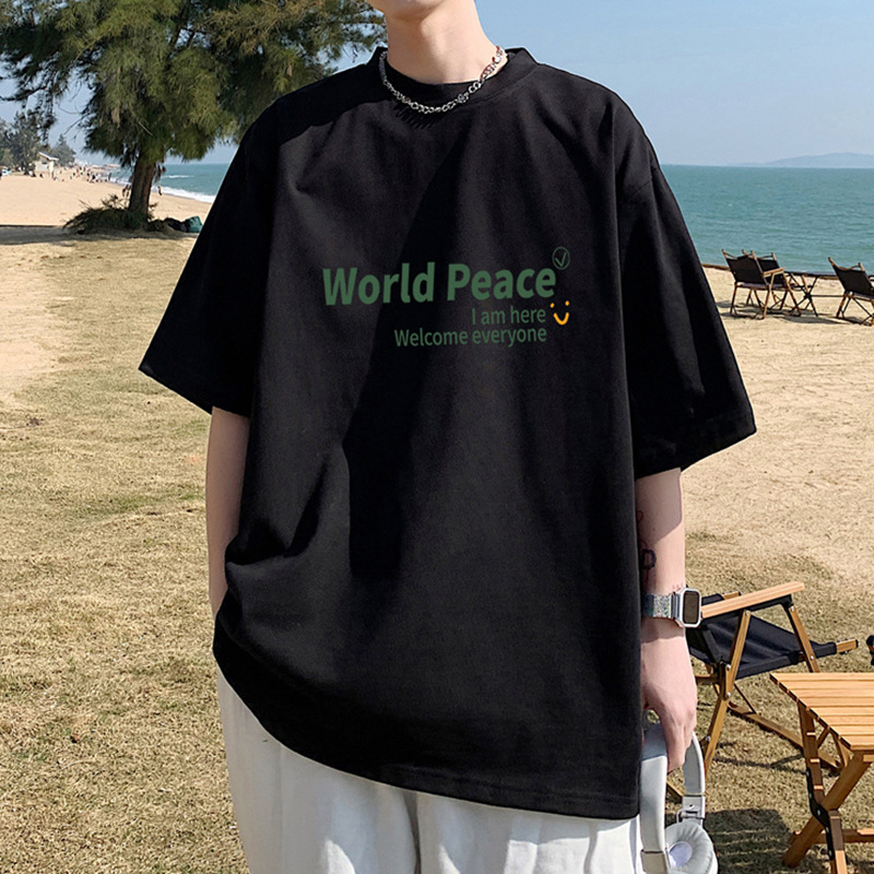 Japanese Style Simple T-shirt Men's Short Designer Shirt Sleeve Trendy Brand Men's Summer 2025 New Heavyweight Designer Hoodie Men's Tee Large Size