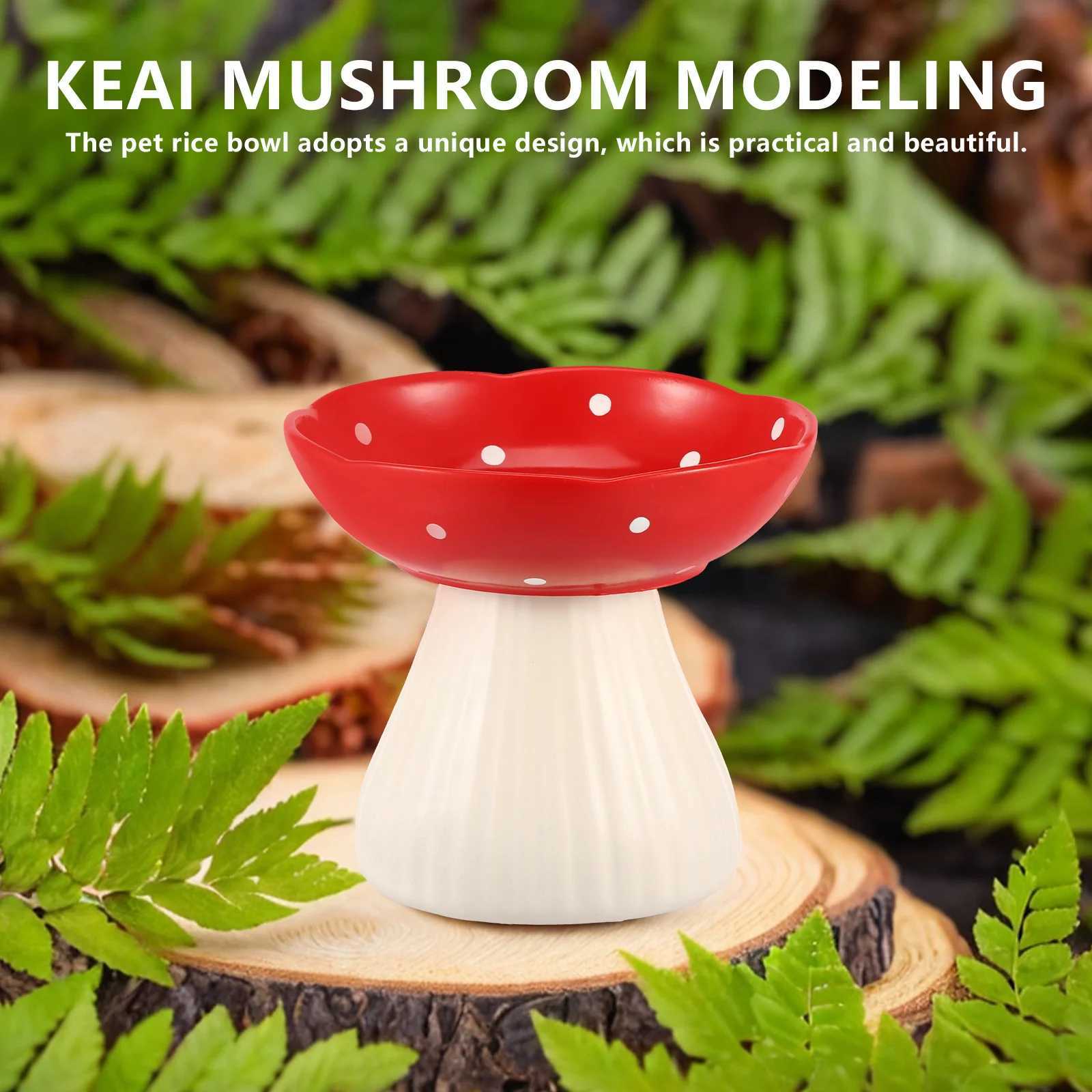 Mushroom Cat Bowl Raised Neck Protection Elevated Cat Food Bowl Water Plate Snack Dish Pet Feeding AntiOverturning Stand C251009