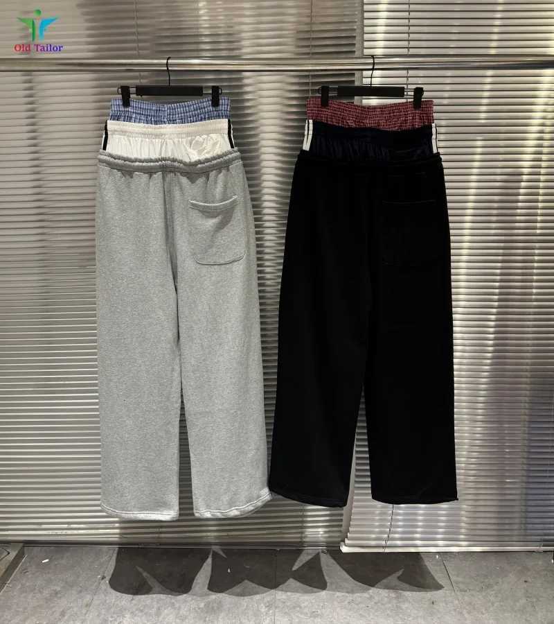 25SS Grey Black Faux Triple Waist Drawstring Embroidery Flag Patchwork Wide Leg Sportswear GRAILZ PROJECT GR Sweatpants X251010