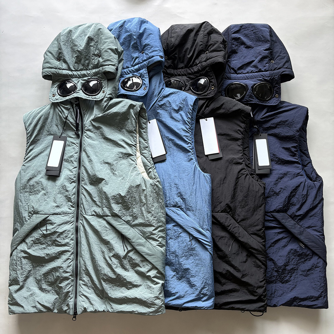 Designer Mens Vests Coat Warm Nylon Men Jacket Goggle Vest Coats Hooded Windbreaker Zipper Sleeveless Outerwear Winter Down Waistcoat M-2XL