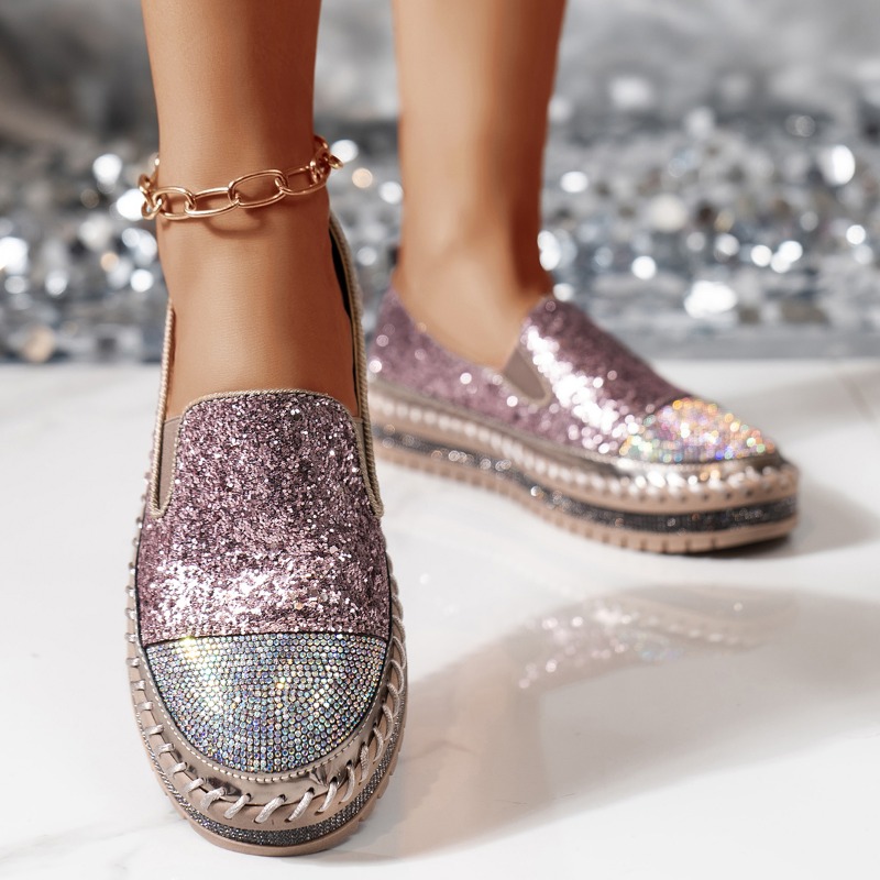 Women's Thin sold Soft Flat Shoes Water Diamond Color blocked casual designer Sports Shoes High quality Walking Shoes Diamond Luxury Women's