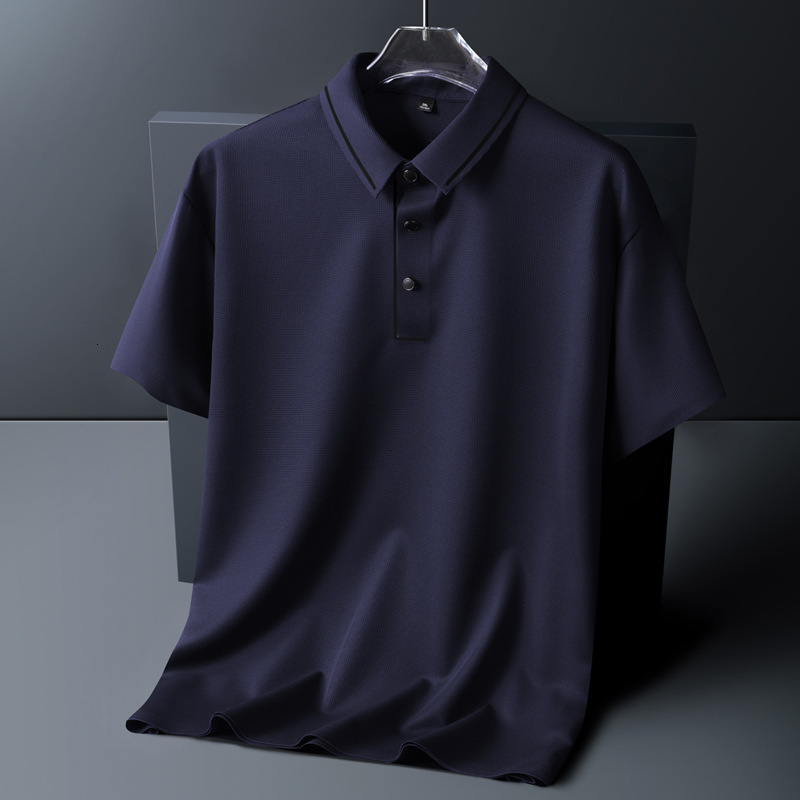 Anti-wrinkle Men's Turn-down Collar Ice Silk Polo Shirt Summer Quick-dry Plus Size Loose Short Sleeve Designer Hoodie Designer Shirt T-shirt Dad Half Sleeve