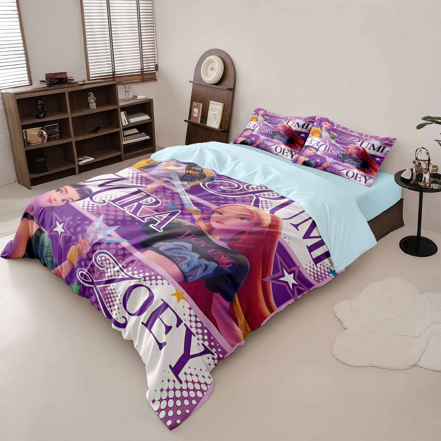 Kpop Demon Hunters Bedding Pillowcase and duvet cover 3pcs set Hunters Themed Colorful Print Single Twin Full Queen King Size Bed Set Adult Kids Beddi