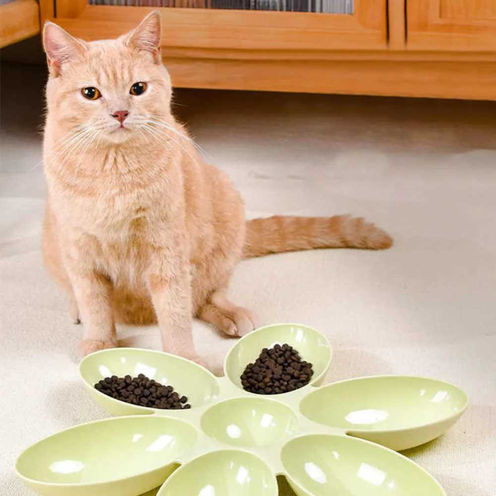 6Grid Petal Cat Bowl AntiSnatching for MultiCats Special for KittensNursing CatsStrays Durable Feline Feeding Supplies C251009