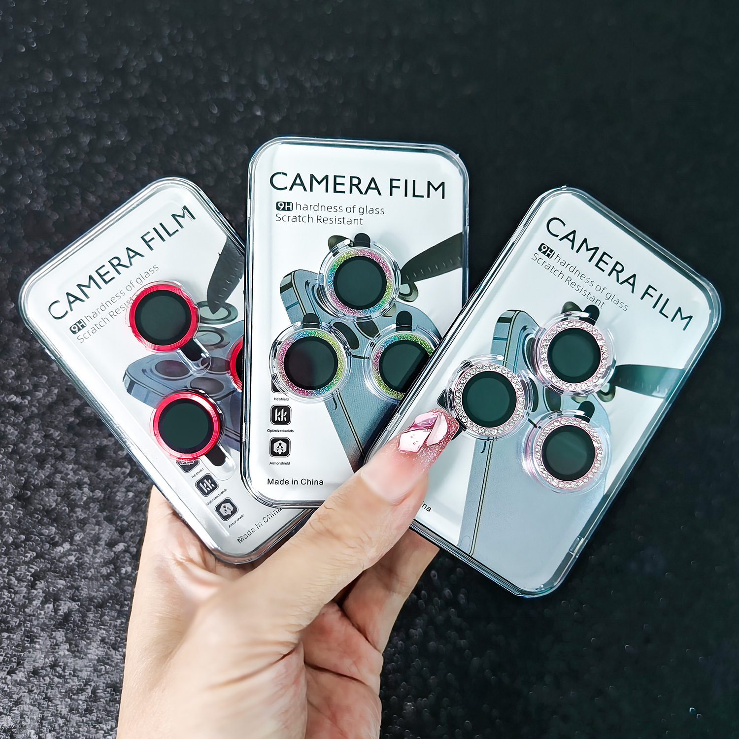 Diamond Camera Lens Protective Film for iPhone 16 17 Pro 15 14 Pro Max Flash Camera Cover 9H Tempered Glass Cover