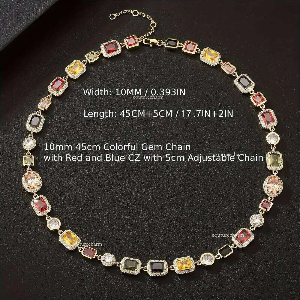 Multi Color Gemstone Beaded Necklace Rainbow Motley Choker Women Jewelry moissanite Tennis Gold Colorful Gem Stone Men Chain gift