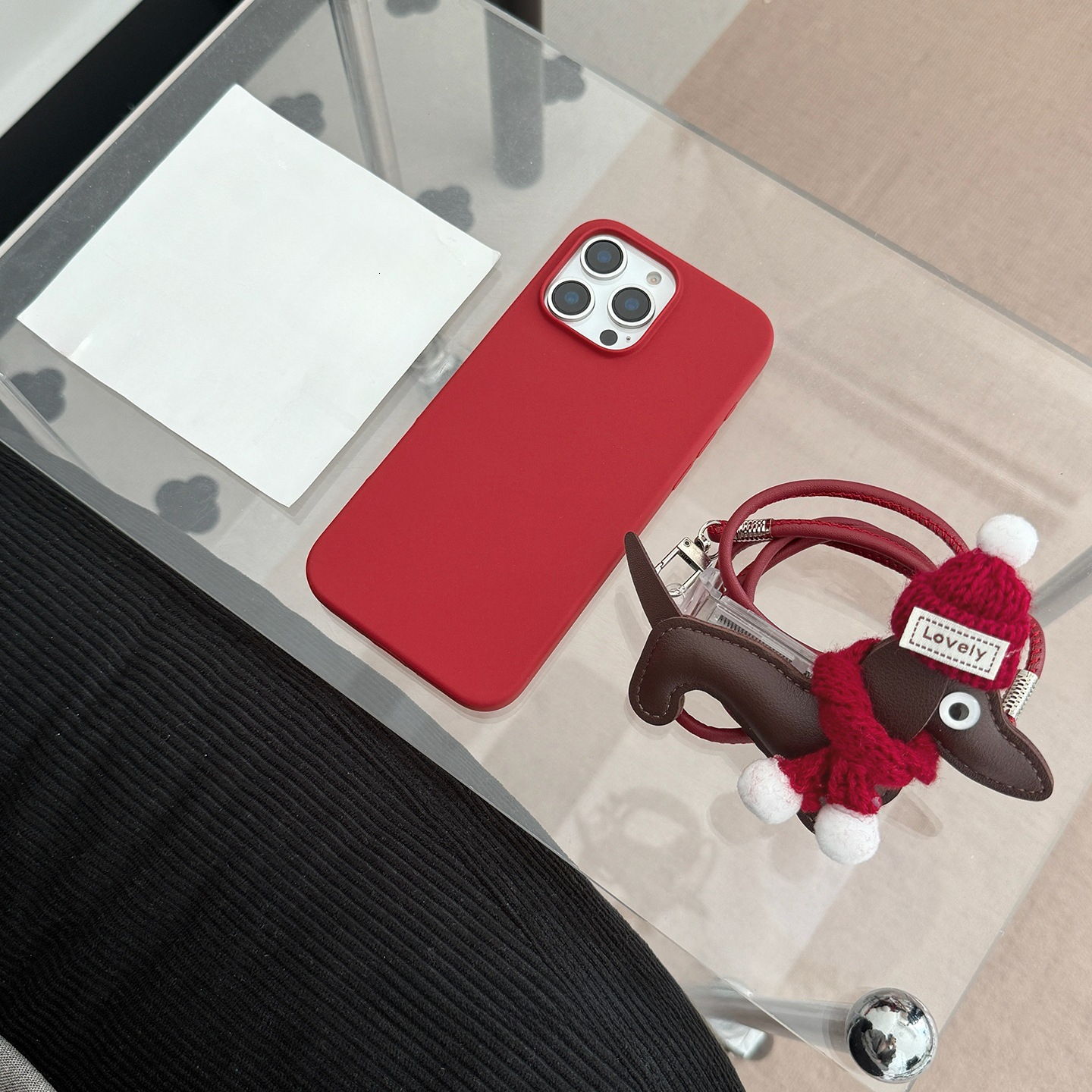 Case for iPhone 16 Pro Max, Compatible, Cute Leather Dachshund Dog Back Clip Soft-Touch Leather, Classic Minimalist Design, Stain-Resistant & Camera P