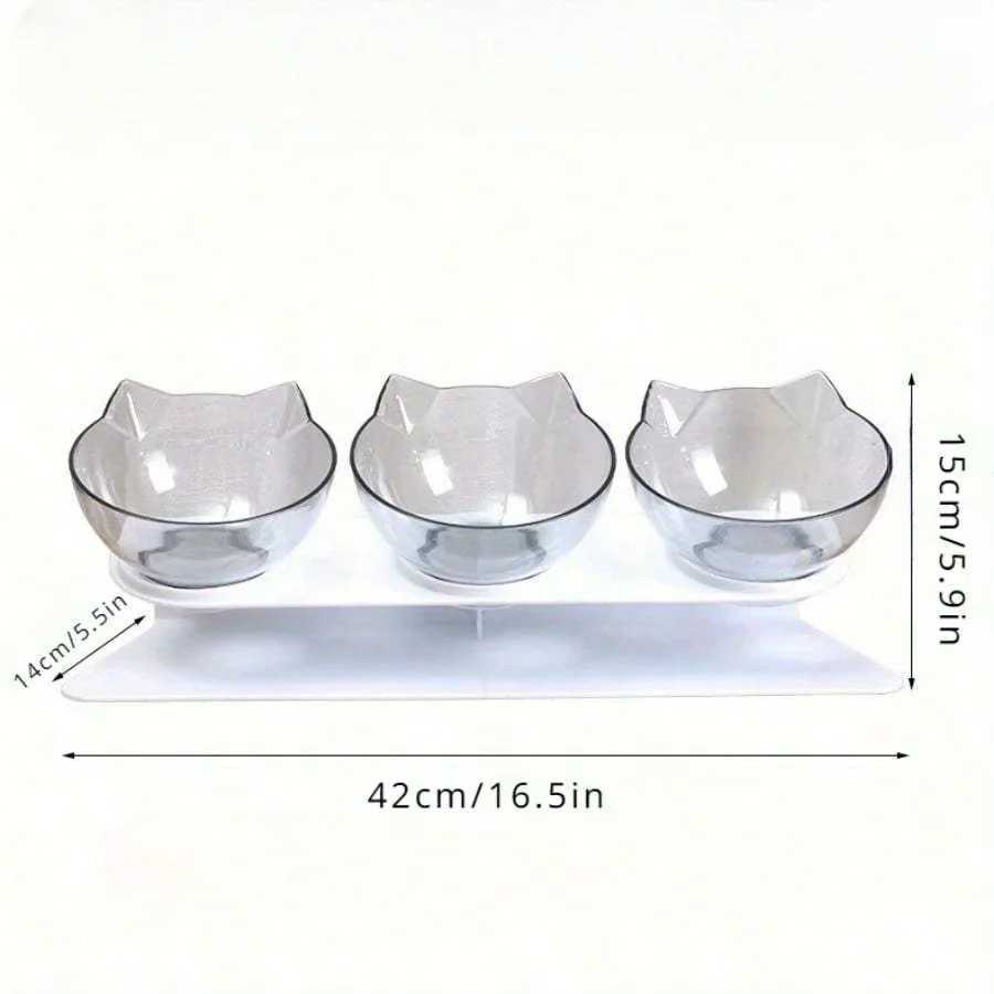 Three in one ergonomic pet bowl set with tilt design and high stand neck protection durable PP material C251009