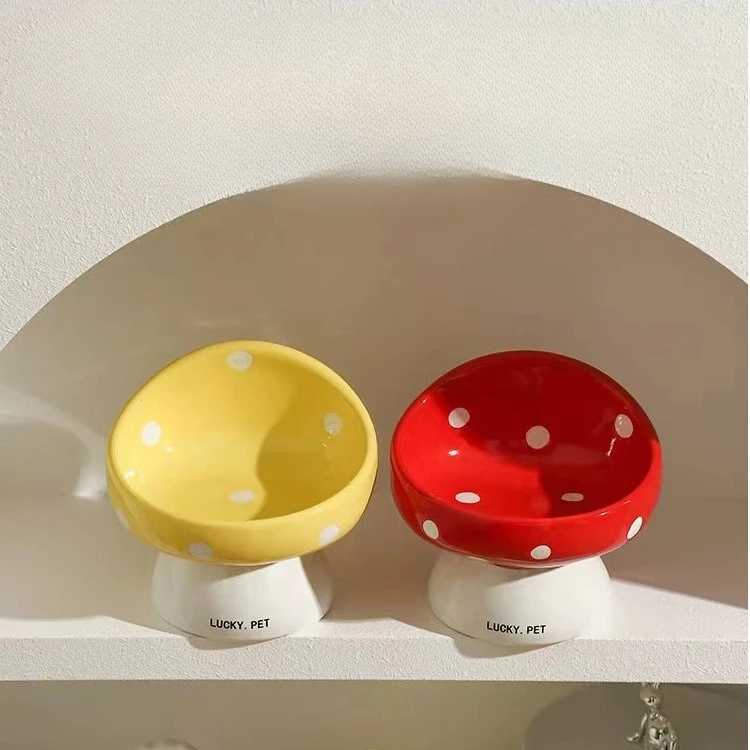 Elevated Ceramic Cat Bowl for Food and Water Feeder Dish with NonSlip Base for Neck Pain Easy Clean Dog Food Bowl C251009