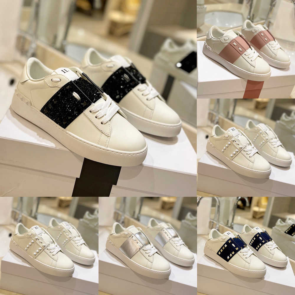 High Quality V Home Rock Studs Vintage Casual Shoes Sports Women Men Rivets Sneaker Valentine White Shoes Genuine Leather New Trendy Couple Model