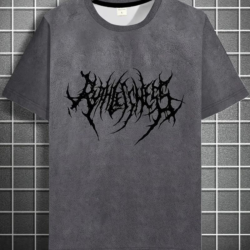Men's Gothic Font Graphic Oversized T-Shirt - Casual Streetwear Tee-51