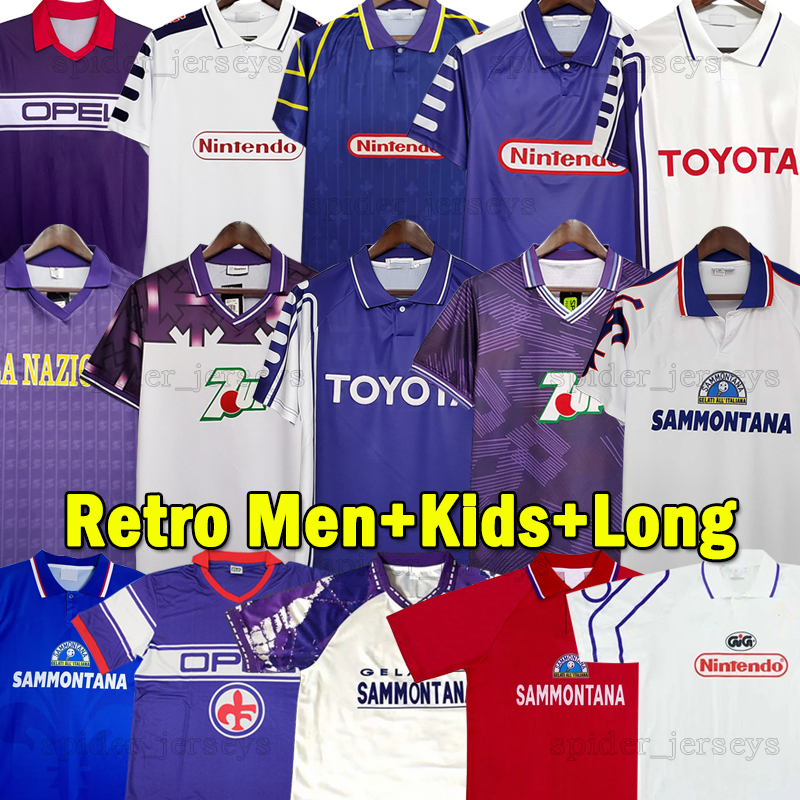1983 85 FiorEntiNaS Retro Soccer Jerseys 1989 90 92 R.BAGGIO DUNGA Football Shirts 1993 94 95 BATISTUTA RUI COSTA 96 97 98 99 EDMUNDO Long sleeve Men Uniforms Kids Kids