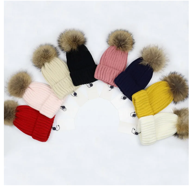 Designer Hat kids Cap Big Fur Poms Leisure children boy girl Hats For Kid Caps Baby Solid Color Knitted Beanies adult child Removable pom Hairball hats