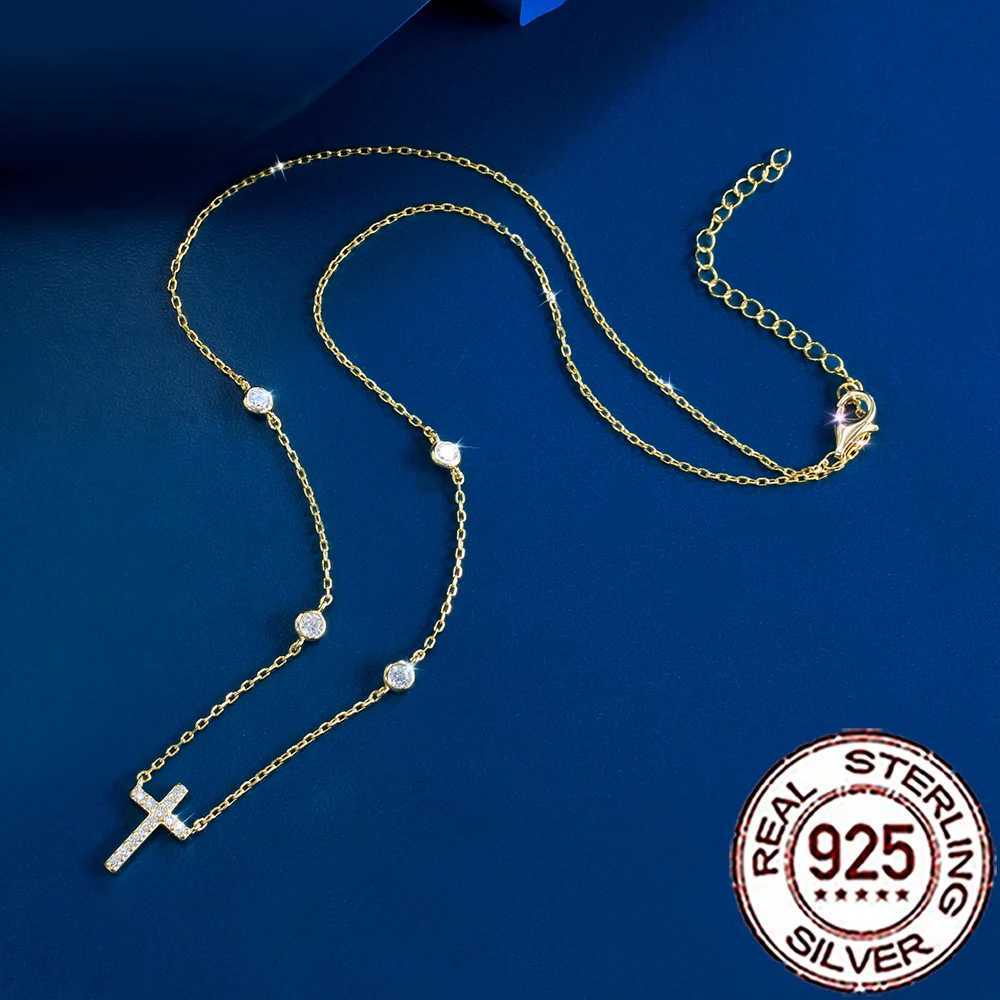 CWWZircons 925 Sterling Silver Elegant Cubic Zirconia Cross She Pendant Necklace for Women Anniversary Fine Jewelry Gift SD057XJ251010 - view 5