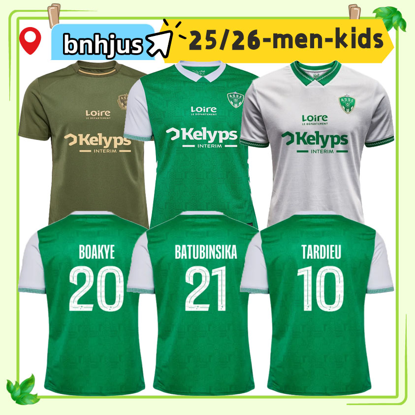 2025 2026 AS Saint Etienne Soccer Jerseys Home Away ASSE Youssouf Maillots De Foot Shirt KHAZRI BOUDEBOUZ AHOLOU 25 26 AOUCHICHE men kids Football Shirt uniforms