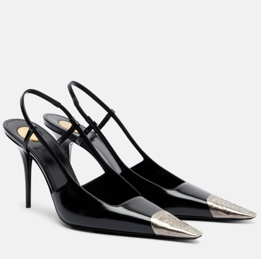 brand designerFashion Design Jeanne Leather Slingback Women Pumps Sliver Golden Logo-engraved Metallic-Toe Party Wedding Dress Sexy Lady Opyum Walking EU35-40