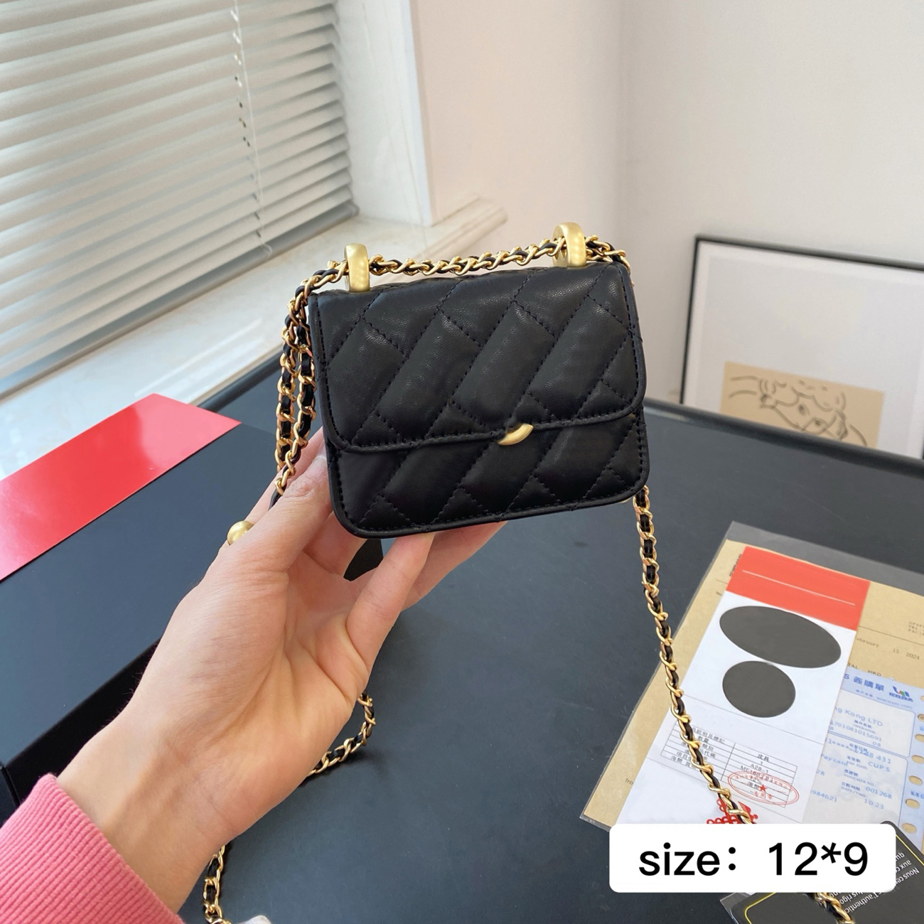 Designer Bag Mini Women Bag handbag Golden Ball chain plaid wallet 12CM double letter solid buckle Shoulder bag sheepskin caviar pattern evening bag Y82 021