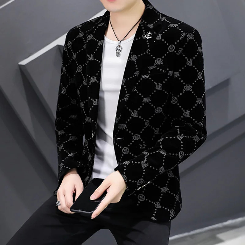 Mens HighQuality Corduroy Slim Fit Suit Handsome Youth Style with Single Breasted Blazer Jacket Veste Costume Homme Luxe 251009
