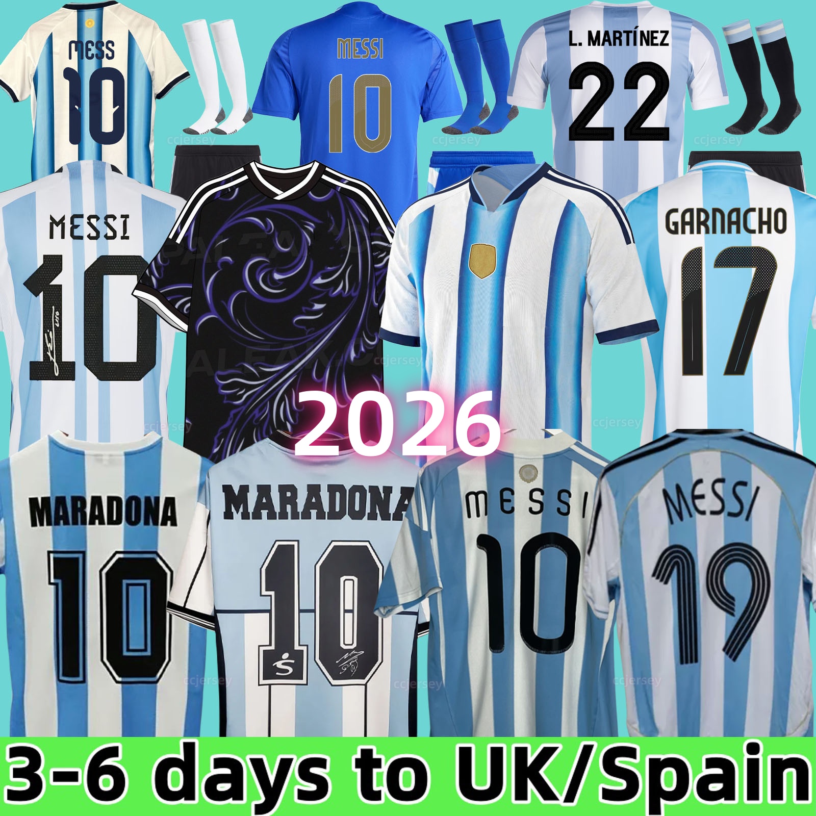 Argentina 2026 World Cup Home Soccer Jerseys MESSIS 50th 2025 3 Star Fans Player Version MAC ALLISTER DYBALA DI MARIA MARTINEZ DE PAUL Men Kids kit Football Shirts